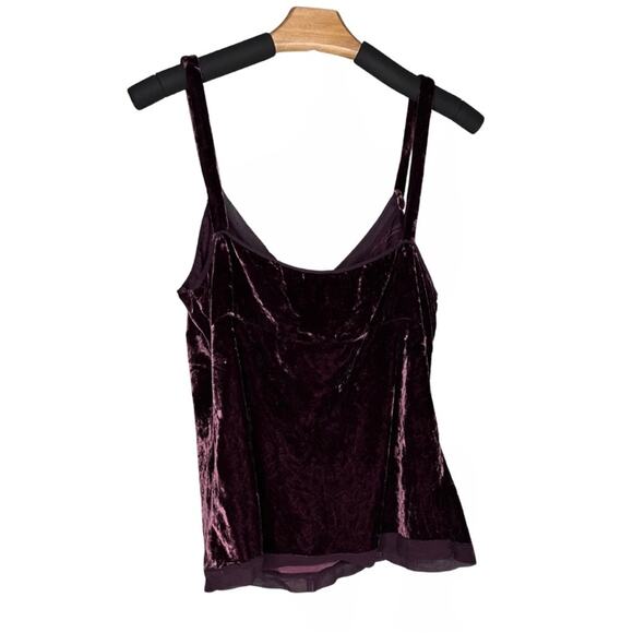 INC International Concepts Purple Velvet Silk Blend Tank Top Cropped Y2K Luxury - Picture 1 of 8